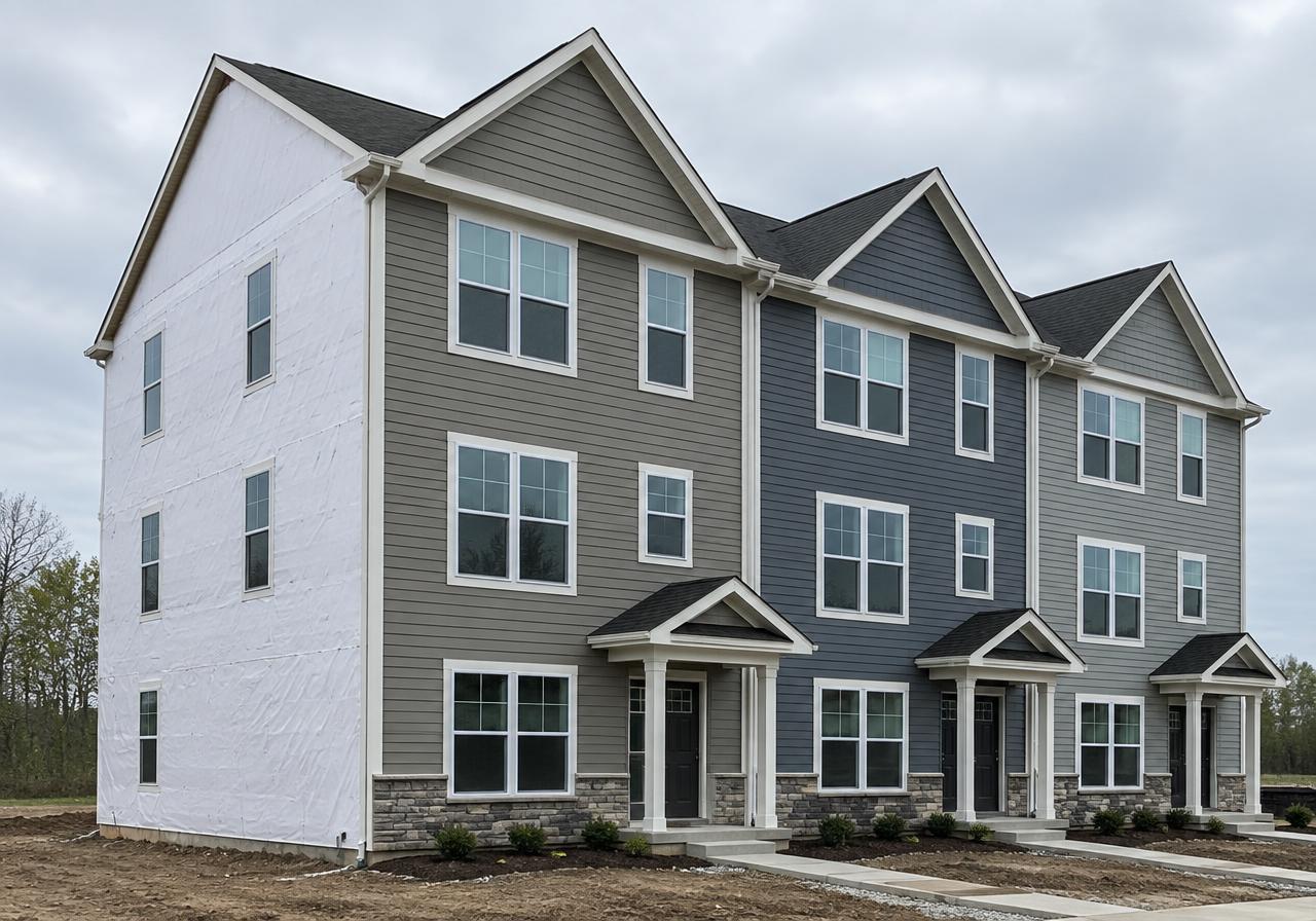 Completed weather-tight townhome shell